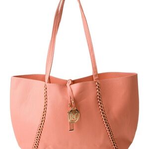 Badgley Mischka Peach Tote with Gold Accents